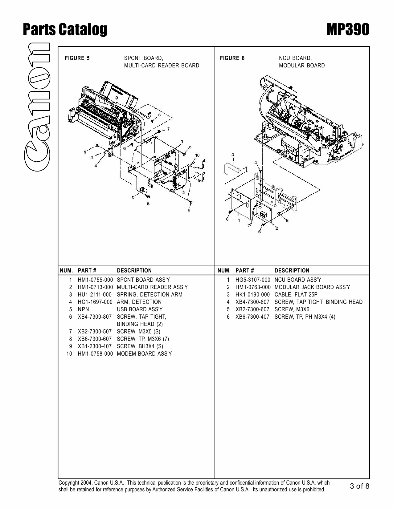 Canon MultiPASS MP-390 Parts Catalog Manual-3